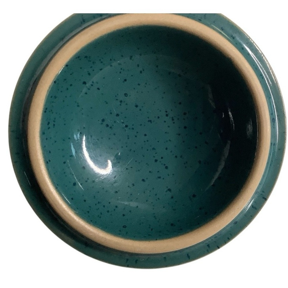 Vintage Denby England Harlequin Stoneware Sugar & Creamer Set Red Navy and Green - Picture 8 of 10